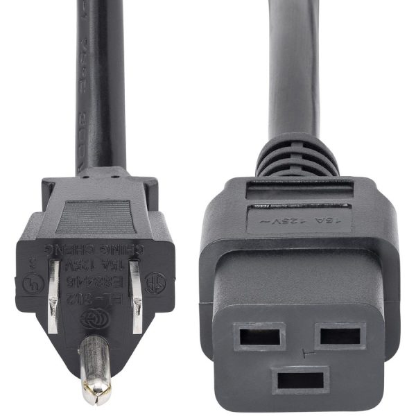 StarTech.com 3ft (1m) Heavy Duty Power Cord, NEMA 5-15P to C19, 15A 125V, 14AWG, Computer Power Cord, Heavy Gauge Power Cable - Image 4