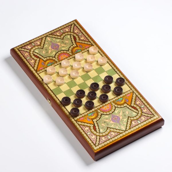 Handcrafted Wooden Backgammon Set 20 x 20 in – Classic Eastern Design Board Game with Dice & Checkers – Large Folding Board Perfect for Family Gatherings - Image 2