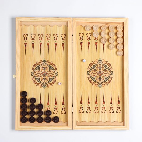 Handcrafted Wooden Backgammon Set 20 x 20 in – Classic Eastern Design Board Game with Dice & Checkers – Large Folding Board Perfect for Family Gatherings - Image 4