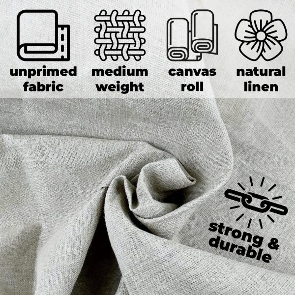 Art Natural Linen Canvas Roll 87  Wide X 10 ft   Plain Unprimed Canvas Fabric for Painting   Raw Linen Canvas Rolled - Image 3