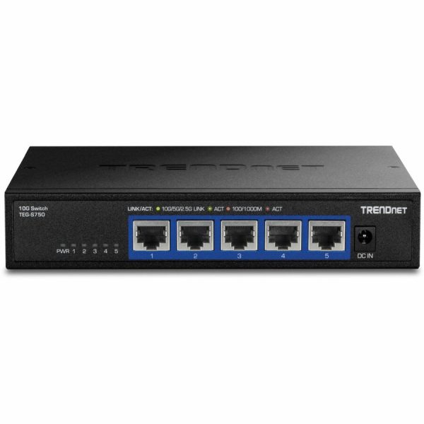 TRENDnet 5-Port 10G Switch, 5 x 10G RJ-45 Ports, 100Gbps Switching Capacity, Supports 2.5G and 5G-BASE-T Connections, Lifetime Protection, Black, TEG-S750 - Image 6