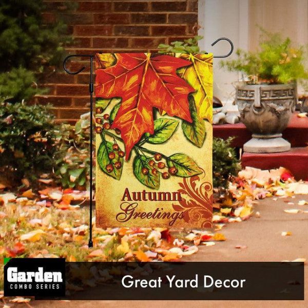 G128 Combo Pack: Garden Flag Stand Black 36x16 Inch & Garden Flag Autumn Greetings Large Maple Leaf 12x18 Inch - Image 9