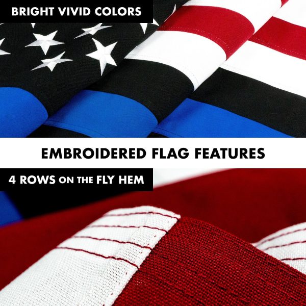 G128 Flag Pole 5 FT Silver Tangle Free & Blue Lives Matter Flag 2x3 FT Combo Embroidered Spun Polyester - Image 5