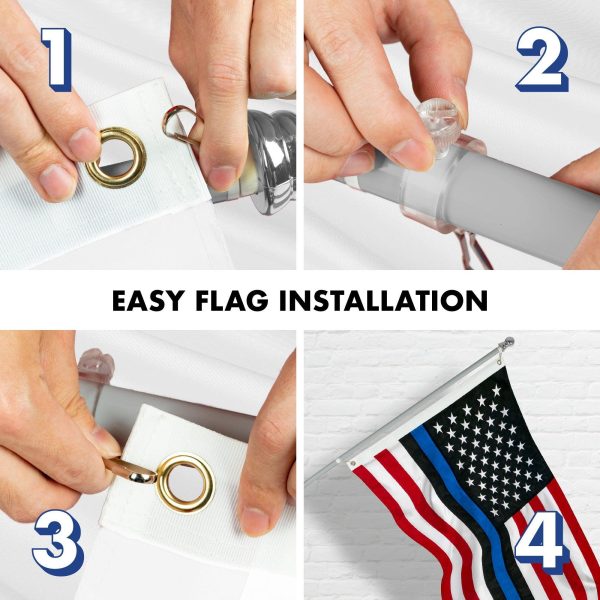 G128 Flag Pole 5 FT Silver Tangle Free & Blue Lives Matter Flag 2x3 FT Combo Embroidered Spun Polyester - Image 7