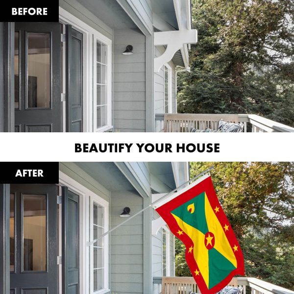 G128 Combo Pack: 6 Ft Tangle Free Aluminum Spinning Flagpole (Silver) & Grenada Grenadian Flag 3x5 Ft, LiteWeave Pro Series Printed 150D Polyester | Pole with Flag Included - Image 3
