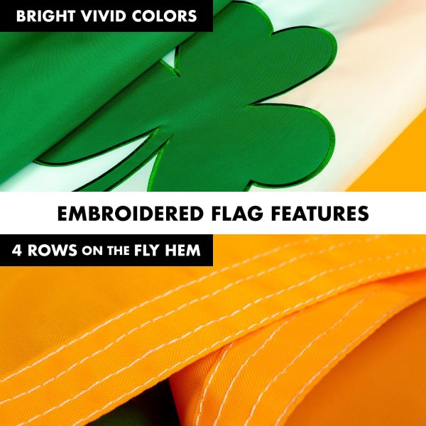G128 - 6 Feet Tangle Free Spinning Flagpole (Silver) Ireland SHAMROCK Flag Brass Grommets Embroidered 3x5 ft (Flag Included) Aluminum Flag Pole - Image 5