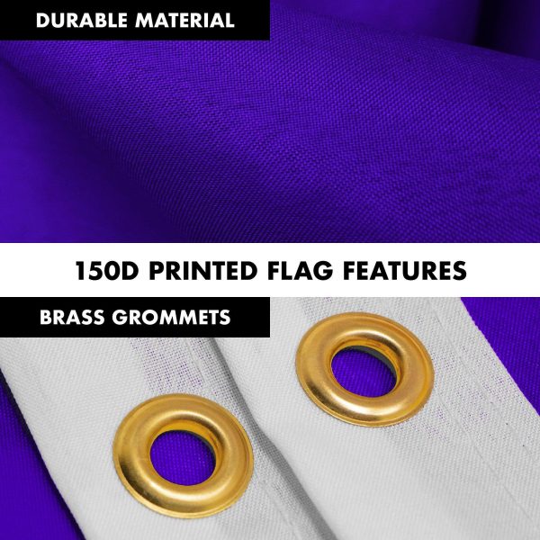 G128 Combo Pack: 5 Ft Tangle Free Aluminum Spinning Flagpole (White) & Solid Violet Color Flag 2x3 Ft, LiteWeave Pro Series Printed 150D Polyester | Pole with Flag Included - Image 4