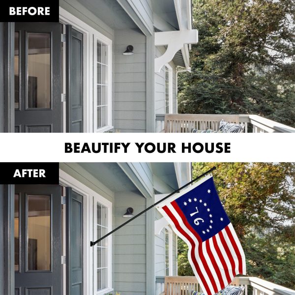 G128 Combo Pack: 5 Ft Tangle Free Aluminum Spinning Flagpole (Black) & Bennington 76 Flag 2x3 Ft, ToughWeave Series Embroidered 300D Polyester | Pole with Flag Included - Image 3