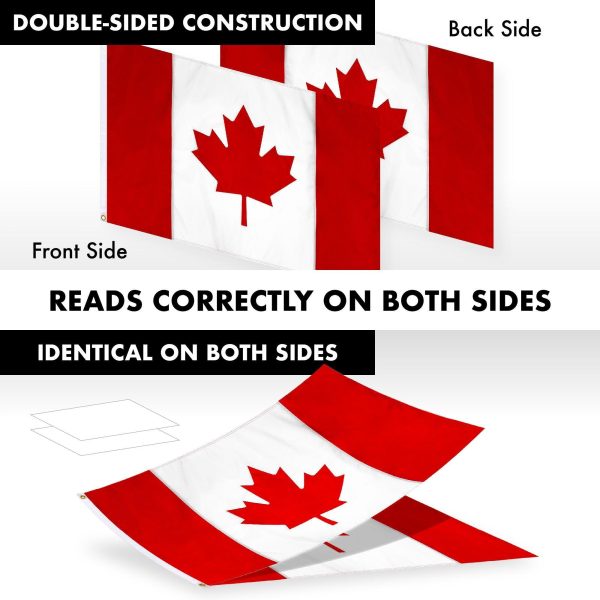 G128 Combo Pack: 5 Ft Tangle Free Spinning Flagpole (Black) & Canada Canadian Flag 2x3 Ft Double Sided Embroidered 210D Polyester - Image 3