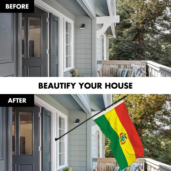 G128 Combo Pack: 6 Ft Tangle Free Spinning Flagpole (Black) & Bolivia Flag 3x5 Ft Printed 150D Polyester, Brass Grommets (Flag Included) Aluminum Flag Pole - Image 3