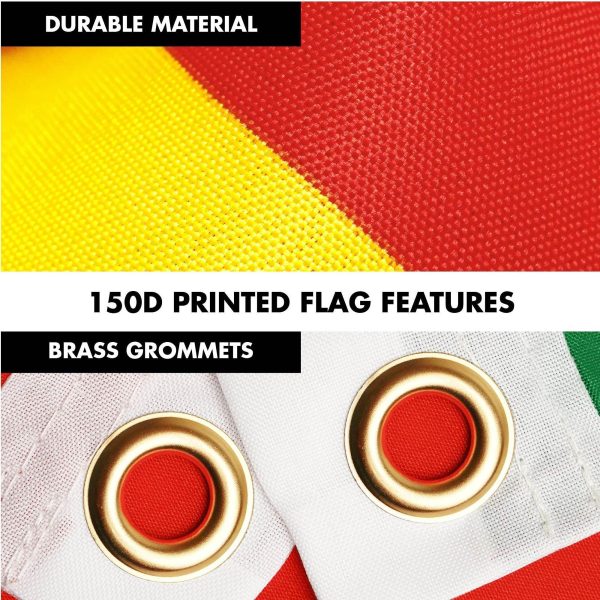 G128 Combo Pack: 6 Ft Tangle Free Spinning Flagpole (Black) & Bolivia Flag 3x5 Ft Printed 150D Polyester, Brass Grommets (Flag Included) Aluminum Flag Pole - Image 4