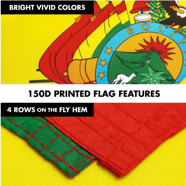 G128 Combo Pack: 6 Ft Tangle Free Spinning Flagpole (Black) & Bolivia Flag 3x5 Ft Printed 150D Polyester, Brass Grommets (Flag Included) Aluminum Flag Pole - Image 5