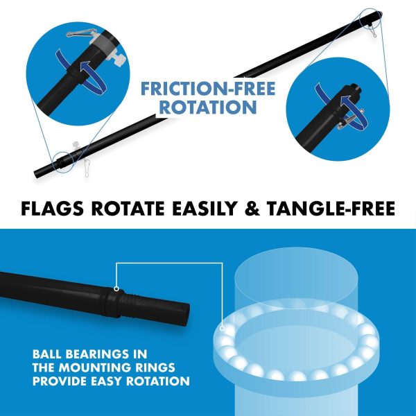 G128 Combo Pack: 6 Ft Tangle Free Spinning Flagpole (Black) & Bolivia Flag 3x5 Ft Printed 150D Polyester, Brass Grommets (Flag Included) Aluminum Flag Pole - Image 9