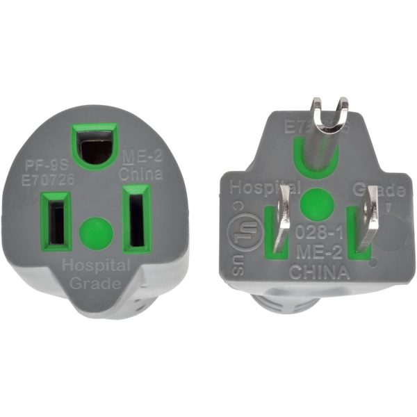 Eaton Tripp Lite Series Hospital-Grade Extension Cord, NEMA 5-15P to NEMA 5-15R - Green Dot, 13A, 125V, 16 AWG, 6 ft. (1.83 m), Gray - Image 2