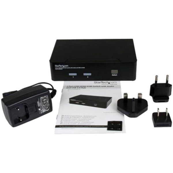StarTech.com 2 Port USB HDMI KVM Switch w/ Audio & USB 2.0 Hub - Image 2