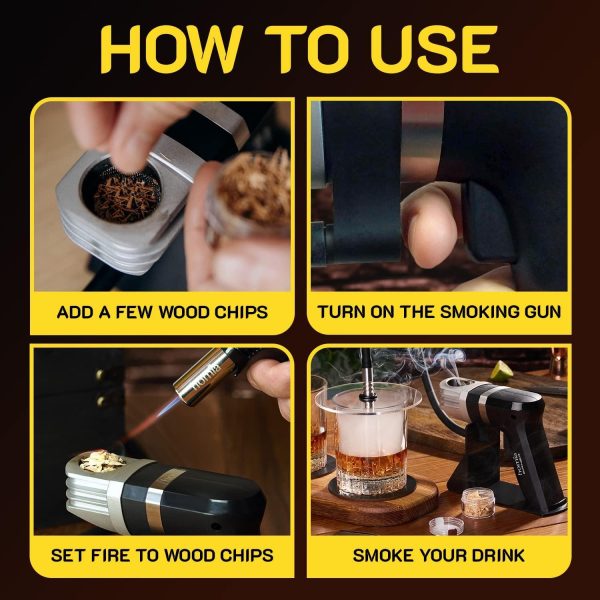Smoking Gun Wood Smoke Infuser Birner PRO  Starter Kit 11 PCS Smoker Machine with Accessories and Wood Chips  Cold Smoke for Food and Drinks  Gift for Man - Image 5