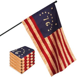 G128 5 Pack: Bennington 76 Tea-Stained Flag | 2.5x4 Ft | ToughWeave Pro Series Pole Sleeve Embroidered 420D Polyester | Historical Flag, Embroidered Design, High Quality, NO Flagpole Included