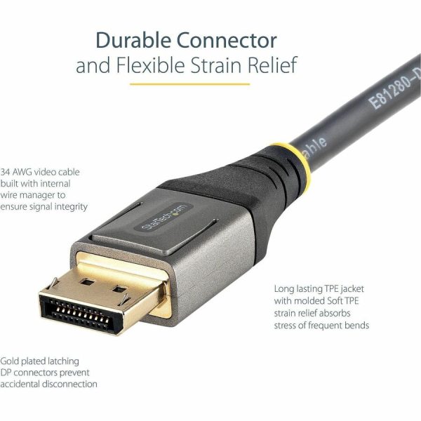 StarTech.com 10ft (3m) VESA Certified DisplayPort 1.4 Cable, 8K 60Hz HDR10, UHD 4K 120Hz Video, DP to DP Monitor Cord, DP 1.4 Cable, M/M - Image 3