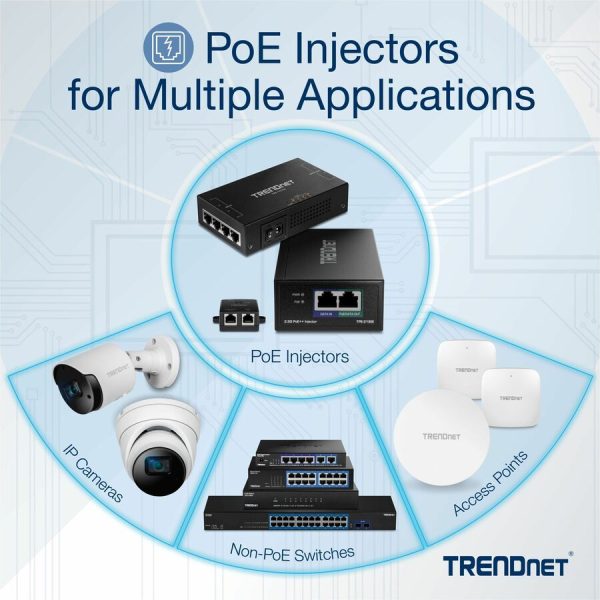 TRENDnet Gigabit Power Over Ethernet Injector, Full Duplex Gigabit Speeds, 1 x Gigabit Ethernet Port, 1 x PoE Gigabit Ethernet Port, Network Devices Up To 100M (328 ft), 15.4W, Black, TPE-113GI - Image 7
