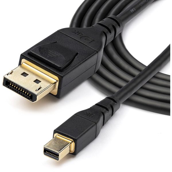 StarTech.com 6ft 2m VESA Certified Mini DisplayPort to DisplayPort 1.4 Cable, 8K 60Hz HBR3 HDR, Super UHD 4K 120Hz, mDP to DP Slim Cord - Image 5