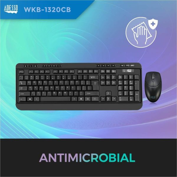 Adesso Antimicrobial Wireless Desktop Keyboard and Mouse - Image 3