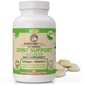 Collagen for Dogs & Cats - Collagen Supplements for Joint Health - Vitamin C Supplement for Joint Mobility - Joint Support Supplement for Dog & Cats - Bacon Flavored Tablets (60 Count)