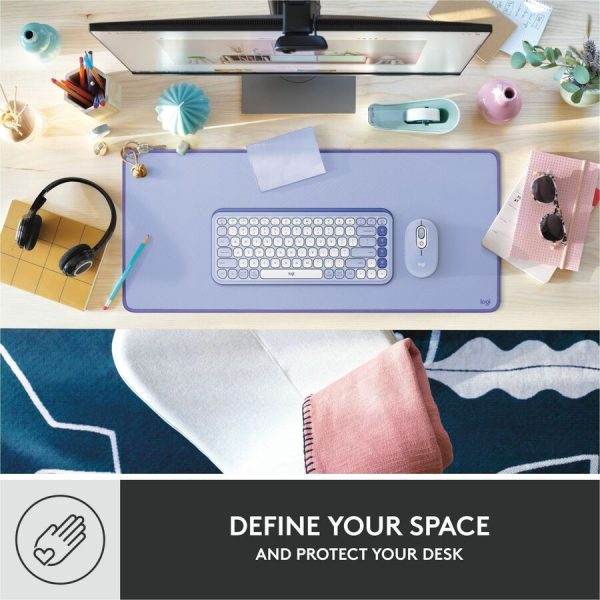 Logitech Desk Mat - Studio Series with Anti-slip Base, Spill-resistant Durable Design, Fine Weave Material, Lilac - Image 2