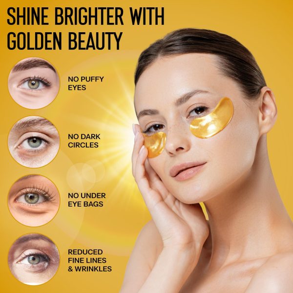 50pcs   24k Gold Under Eye Patches for Dark Circles Puffy Eyes Wrinkles   Collagen Under Eye Masks   Hydrating Under Eye Gel Pads for Eye Bags for All Skin Types - Image 4