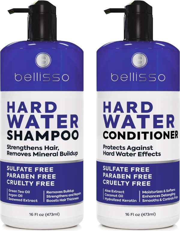 Hard Water Shampoo and Conditioner Set   Sulfate Free Hair Care Products for Women and Men   Moisturizing Treatment with Chelating Properties for a Deep Clean   Remover for Cleansing Mineral Build Up
