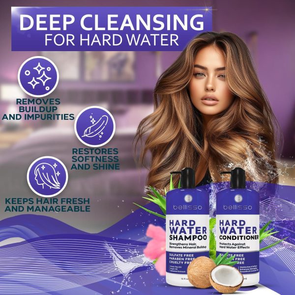 Hard Water Shampoo and Conditioner Set   Sulfate Free Hair Care Products for Women and Men   Moisturizing Treatment with Chelating Properties for a Deep Clean   Remover for Cleansing Mineral Build Up - Image 7