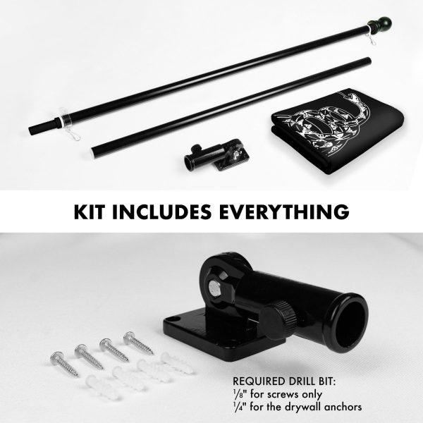 G128 Combo Pack: Flag Pole 6 FT Black Tangle Free & Join or Die Black Flag 3x5ft 150D Printed Polyester - Image 2