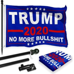 G128 Combo Pack: 6 Feet Tangle Free Spinning Flagpole (Black) Trump No More Bullshit Flag 3x5 ft Printed 150D Brass Grommets (Flag Included) Aluminum Flag Pole
