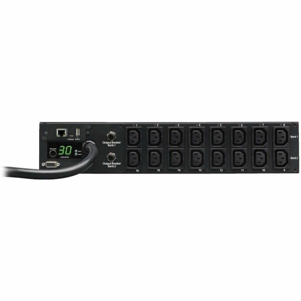 Eaton 5.5kW Single-Phase Switched PDU - LX Interface, 208/230V Outlets (16 C13), L6-30P Input, 12 ft. (3.66 m) Cord, 2U Rack-Mount, TAA - Image 2