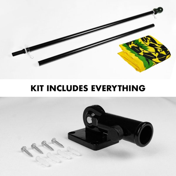 G128 - 5 Feet Tangle Free Spinning Flagpole (Black) Gadsden Flag Brass Grommets Embroidered 2x3 ft (Flag Included) Aluminum Flag Pole - Image 2