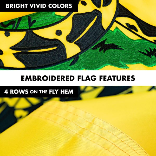 G128 - 5 Feet Tangle Free Spinning Flagpole (Black) Gadsden Flag Brass Grommets Embroidered 2x3 ft (Flag Included) Aluminum Flag Pole - Image 5