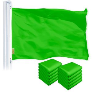 G128 10 Pack: Solid Lime Green Color Flag | 2.5x4 Ft | LiteWeave Pro Series Printed 150D Polyester | Indoor/Outdoor, Vibrant Colors, Brass Grommets, Thicker and More Durable Than 100D 75D Polyester