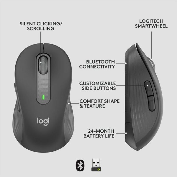 Logitech Signature M650 L for Business Wireless Mouse, For Large Sized Hands, Logi Bolt, Bluetooth, Graphite - Image 6
