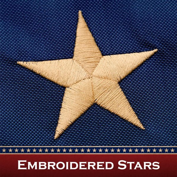 G128 3 Pack: American USA Tea-Stained Flag | 2x3 Ft | ToughWeave Pro Series Pole Sleeve Embroidered 420D Polyester | Embroidered Stars - Image 3