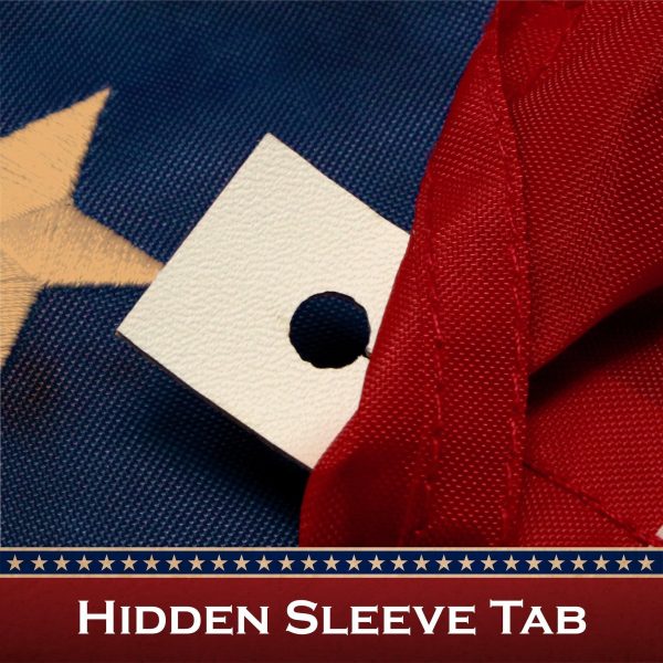 G128 3 Pack: American USA Tea-Stained Flag | 2x3 Ft | ToughWeave Pro Series Pole Sleeve Embroidered 420D Polyester | Embroidered Stars - Image 6