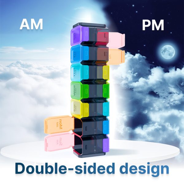Extra Large Weekly Pill Organizer 2 Times a Day   XL Pill Case Am Pm   Big Pill Box 7 Day Oversized Daily Vitamin Organizer Jumbo Pill Container Twice a Day Medicine Supplement Dispenser Rainbow - Image 4