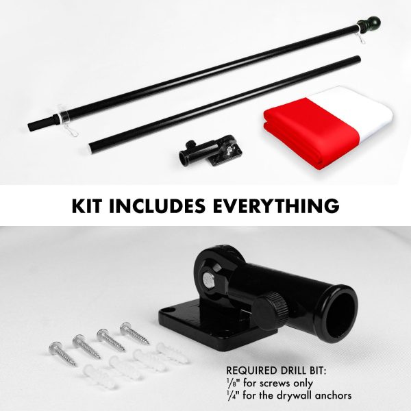 G128 Combo Pack: 6 Feet Tangle Free Spinning Flagpole (Black) Poland Polish Flag 3x5 ft Printed 150D Brass Grommets (Flag Included) Aluminum Flag Pole - Image 2