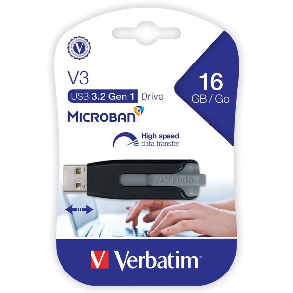 Verbatim 16GB Store 'n' Go® V3 USB 3.2 Gen 1 Flash Drive - Gray - Image 7