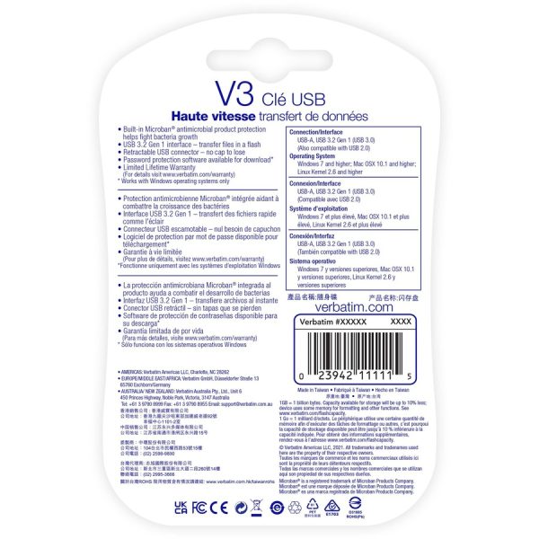 Verbatim 16GB Store 'n' Go® V3 USB 3.2 Gen 1 Flash Drive - Gray - Image 8