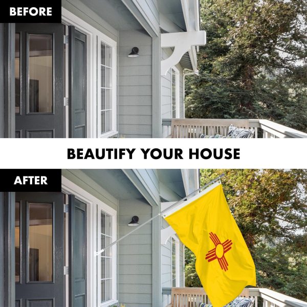 G128 Combo Pack: 5 Ft Tangle Free Spinning Flagpole (Silver) & New Mexico Flag 2x3 Ft Embroidered 220GSM Spun Polyester, Brass Grommets (Flag Included) Aluminum Flag Pole - Image 3
