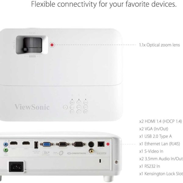 ViewSonic PG701WU 3500 Lumens WUXGA Projector with Vertical Keystone Dual 3D Ready HDMI Inputs and Low Input Latency for Home and Office - Image 7