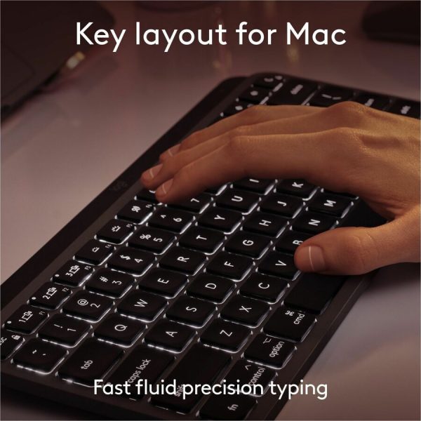 Logitech MX Keys Mini for Mac Minimalist Wireless Keyboard Compact, Bluetooth, Backlit Keys, USB-C, Fast - Space Gray - Image 2