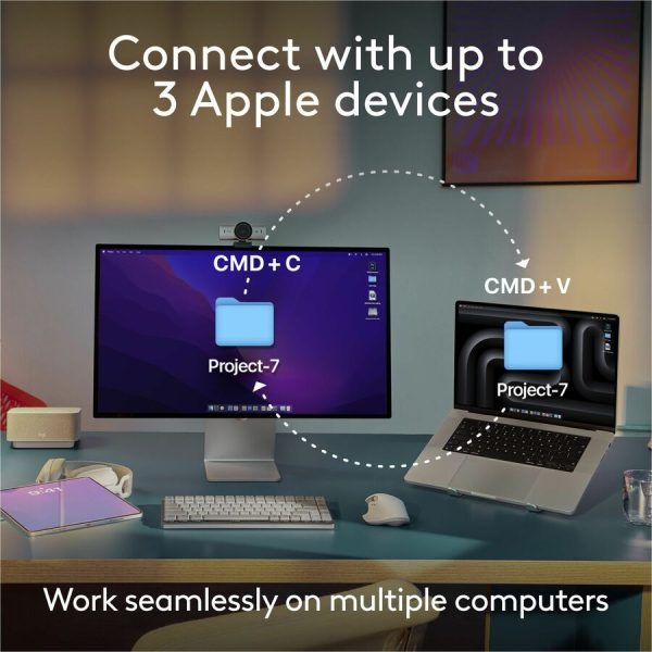 Logitech MX Keys Mini for Mac Minimalist Wireless Keyboard Compact, Bluetooth, Backlit Keys, USB-C, Fast - Space Gray - Image 9