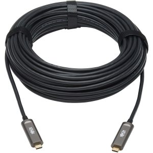 Eaton Tripp Lite Series USB-C AOC Cable (M/M) - USB 3.2 Gen 2 (10 Gbps) Plenum-Rated Fiber Active Optical Cable - Data Only, Black, 10 m (33 ft.)
