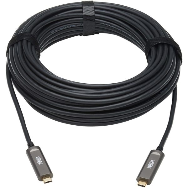 Eaton Tripp Lite Series USB-C AOC Cable (M/M) - USB 3.2 Gen 2 (10 Gbps) Plenum-Rated Fiber Active Optical Cable - Data Only, Black, 10 m (33 ft.)