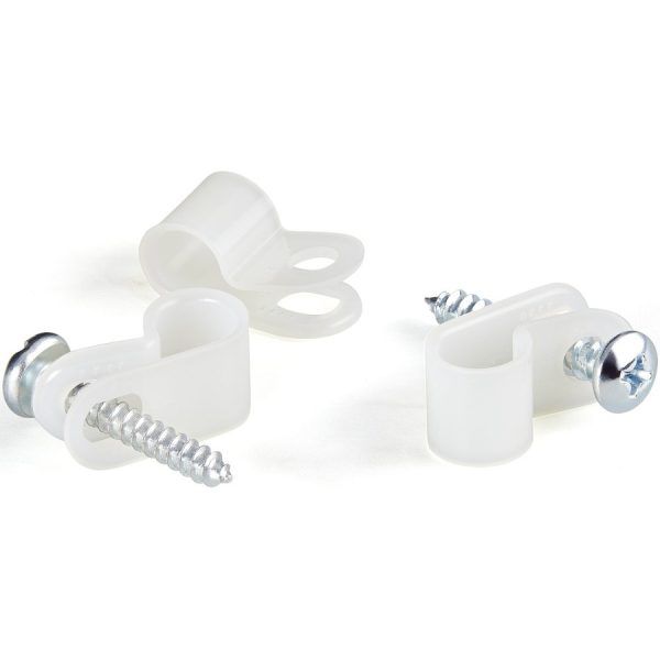 StarTech.com 100 Pack Screw Mount Cable Clamps - Wire Fastener/Holder - R-Type Screw Down Reusable Nylon Clips - UL/94V-2 Rated - Large - Image 5